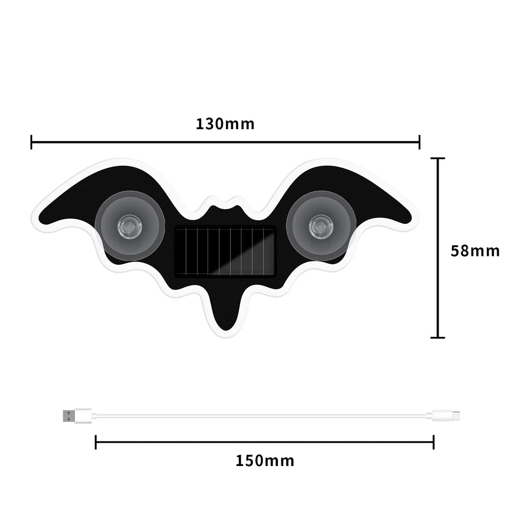 Bat-shaped Universal Solar Power Atmosphere Light Dynamic Gradient LED Fit Car Interior Ambient Light Decoration Accessory RGB