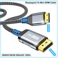 DisplayPort To Mini HDMI Cable 3840*2160 Video UHD 4K@60Hz 2K@120Hz For Desktop Laptop Portable Monitor Projector Mini PC