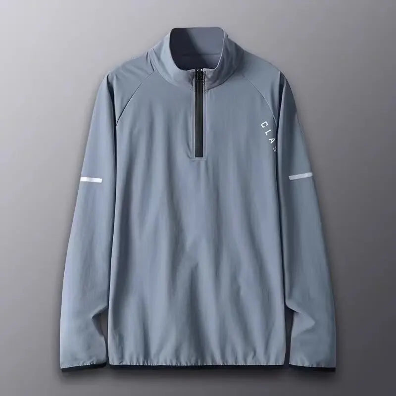 Men's Running T-Shirt, Sports Jacket, Training Quick-Dry Shirt, Fitness Long-Sleeved Half-Zip Top, Football Innerwear, Basketbal