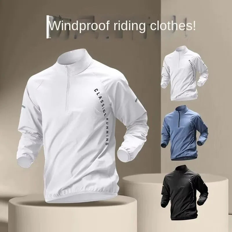 Men's Running T-Shirt, Sports Jacket, Training Quick-Dry Shirt, Fitness Long-Sleeved Half-Zip Top, Football Innerwear, Basketbal