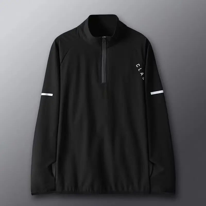 Men's Running T-Shirt, Sports Jacket, Training Quick-Dry Shirt, Fitness Long-Sleeved Half-Zip Top, Football Innerwear, Basketbal