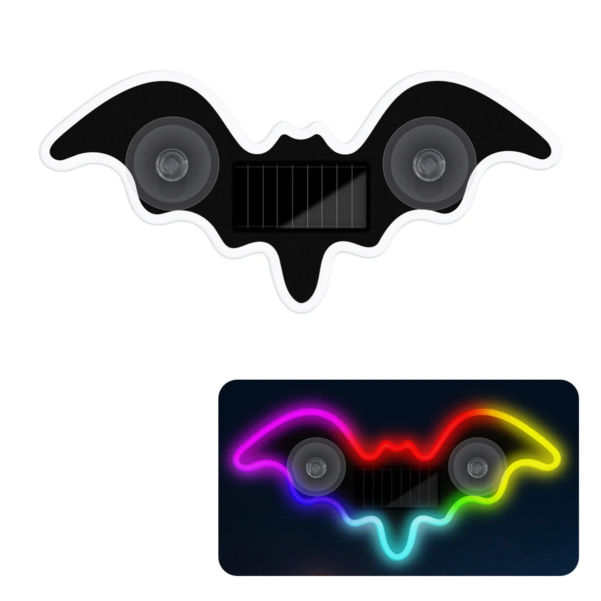 Bat-shaped Universal Solar Power Atmosphere Light Dynamic Gradient LED Fit Car Interior Ambient Light Decoration Accessory RGB